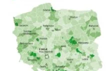 Mapa średniego wynagrodzenia w Polsce w 2018r.