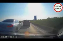 Agresywne zachowanie BMW na autostradzie.