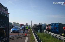 Wypadek na A4. Kierowca stracił panowanie nad ciężarówką