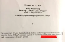 Prezes Instytutu Lecha Wałęsy przyznał 225 tys. nagrody swojemu poprzednikowi