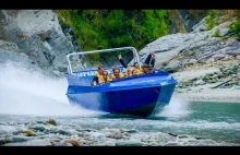 Spływ łodzią z silnikiem odrzutowym w Nowej Zelandii
