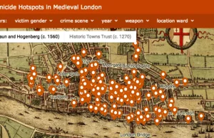 Interaktywna mapa morderstw w średniowiecznym Londynie.