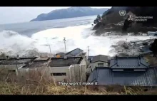 Rekordowa 40 metrowa fala tsunami zabiera ze sobą rybacki port Omoe, Japonia