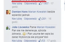 Marian Kowalski ostro komentuje na facebooku!