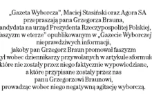 Klasyczny numer „Gazety Wyborczej”: przeprasza i nie przeprasza Grzegorza Brauna