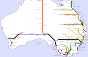 Kolejowa mapa Australii