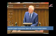 Debata sejmowa o imigrantach - wystąpienie Jarosława Gowina