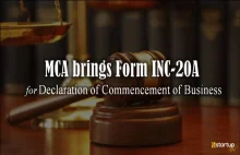 MCA issues eForm INC-20A for Commencement of Business Certificate