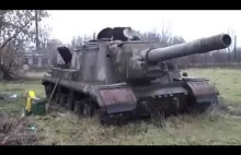 Odpalanie rosyjskiego działa pancernego ISU - 152 po kilkudziesięciu latach