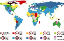 Porównanie dopuszczalnych maksymalnych prędkości na drogach publicznych [MAPA]