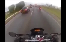 LiveLeak.com - Stray car tyre in head-on collision with motorcyclist