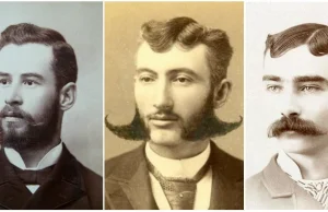 Portrety przystojnych mężczyzn z wąsem z epoki wiktoriańskiej