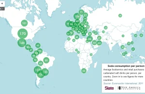 Mapa spożycia napojów gazowanych na świecie