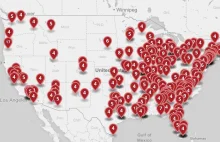 Mapa strzelanin w USA z 2015 roku