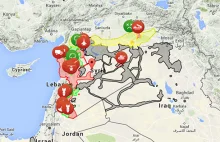 Aktualizowana na bieżąco mapa Wojny w Syrii