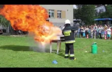 Skutek gaszenia płonącego oleju wodą