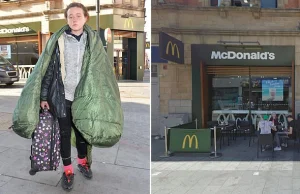 Pracownik McDonalda wylał kubeł zimnej wody na śpiącą bezdomną