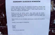 „Szanowny złodzieju rowerów” – sprawa kradzieży rowerów zakończona happy endem