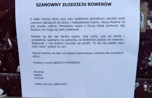 „Szanowny złodzieju rowerów” – sprawa kradzieży rowerów zakończona happy endem