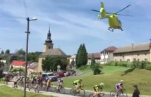Helikopter kontra wyścig kolarski.