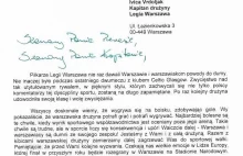Warszawa - List wiceprezydenta Warszawy skierowany do Legii Warszawa