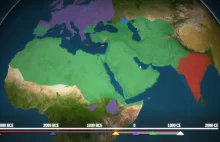 Animowana mapa ukazująca rozprzestrzenianie się danych religii na świecie.