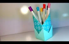 How to Make Origami stand for pencils. Crafts out of paper for the...