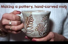 Making a pottery, hand-carved mug. HIGHLY SATISFYING!