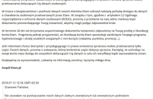 Etam.pl i polityka dot. usuwania konta