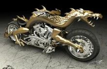 Amerykański Chopper i motocykl z chińskim smokiem z drukarki 3D