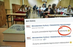 Ministerstwo Kultury życzyło maturzystom powodzenia. I oblało z języka polskiego