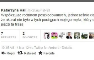 Wpis na Twitterze minister Hall