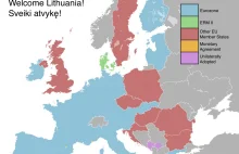 Kraje z walutą euro. Polska powoli jest otaczana przez euro.