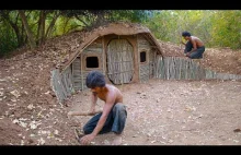 Build House underground Using wood | Primitive technology , Building...