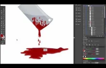 chopper butcher knife with blood for halloween. Adobe illustrator tutorial.