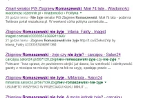 Wczorajsze wyniki Google na hasło Romaszewski