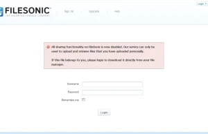 Filesonic blokuje możliwość dzielenia się plikami.