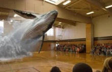 Niesamowite wideo - wieloryb wyskakuje z podłogi sali gimnastycznej