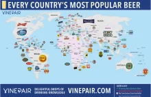 Mapa najpopularniejszych piw w poszczególnych państwach na świecie