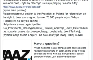 Petycja Kolonki w sprawie posiadania broni usunięta