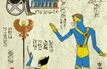 Postacie Marvela jako egipskie hieroglify.