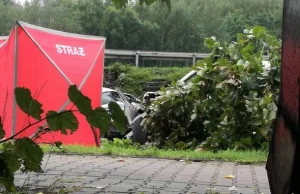 Katowice: pędzący kierowca BMW spadł z DTŚki i zabił kierującą Volvo