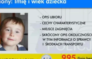 Child Alert uruchomiony. Policja poszukuje trzyletniego Fabiana