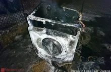 Groźny pożar... pralki... a w pralce...