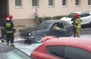W Poznaniu spłonął zabytkowy unikalny ford Mustang