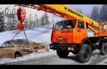 Gdy opady śniegu są problemem! Jeep wyciąga ciężarówkę, a koparką jest tramwaj.