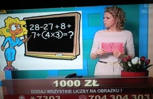 Kolejne zadanie matematyczne na tv4