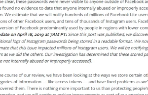 Facebook przyznał że hasła milionów użytkowników Instagrama były niezaszyfrowane
