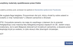 Facebook usuwa posty wiążące zamachy w Brukseli z islamistami.