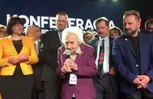 103 letnia Pani Kpt Maria Mirecka-Loryś wzruszona podczas konwencji Konfederacji